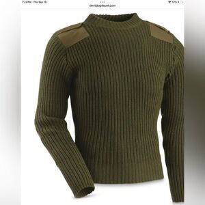 THE WOOLY PULLY MARINE CORPS 100% WOOL SWEATER IN OLIVE GREEN